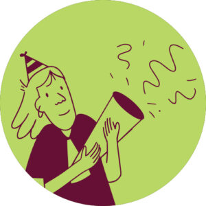 Illustration og woman in party hat with party popper